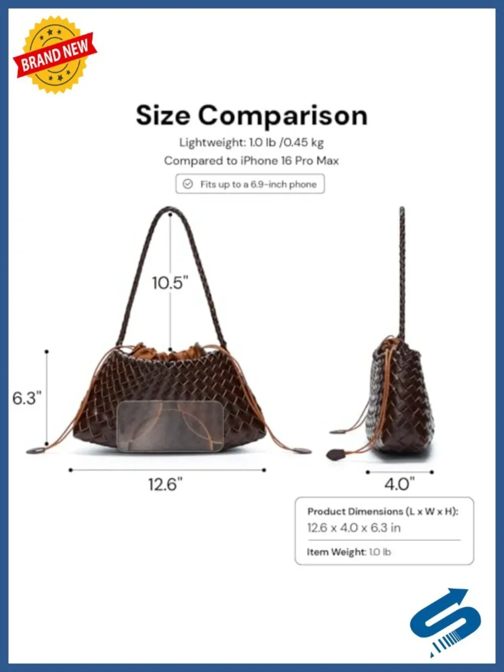 Vegan Leather Woven Hobo Bag with Drawstring Inner Pouch - Secure Shoulder or